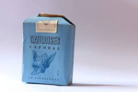 Gauloise cigarettes with their distinctive cornflower blue packaging